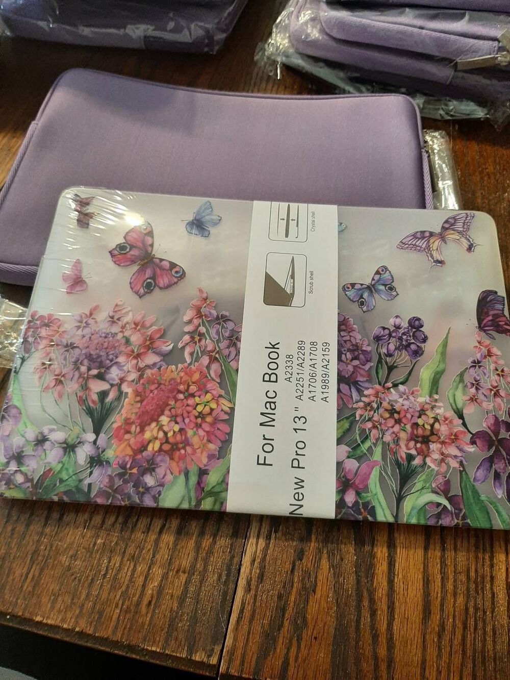 New Wocadi 5-in-1 Purple Floral MacBook Pro 13" Sleeve and Protection Kit
